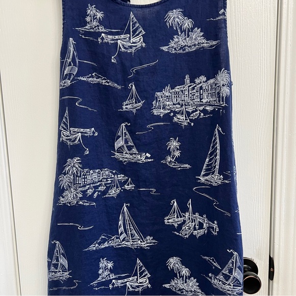 Cynthia Rowley Nautical Navy and White Linen Dress Size XL - Picture 4 of 9